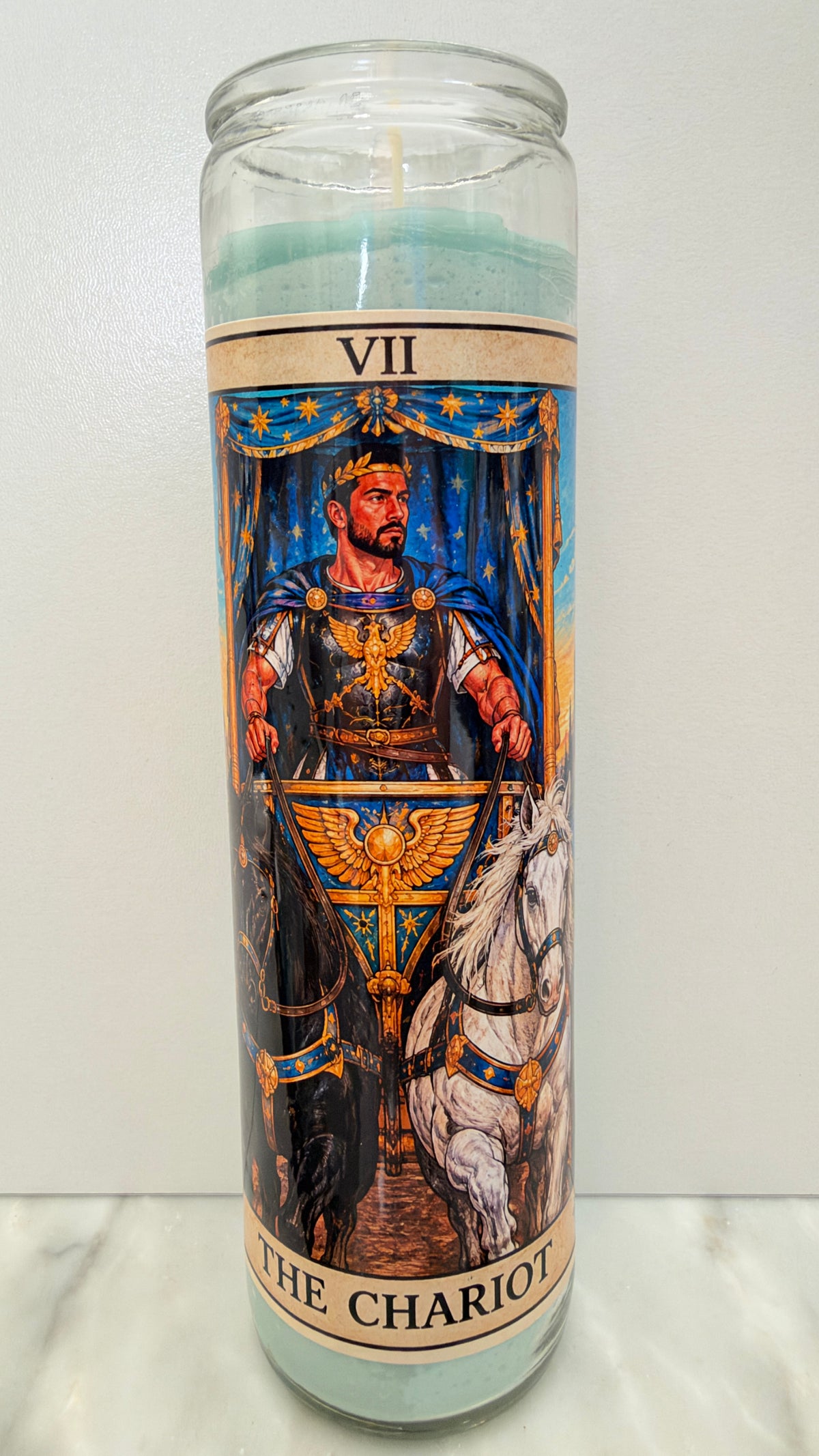 The Chariot Tarot card prayer candle