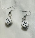 White dice earrings