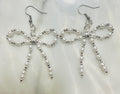 Silver Bow tie earrings