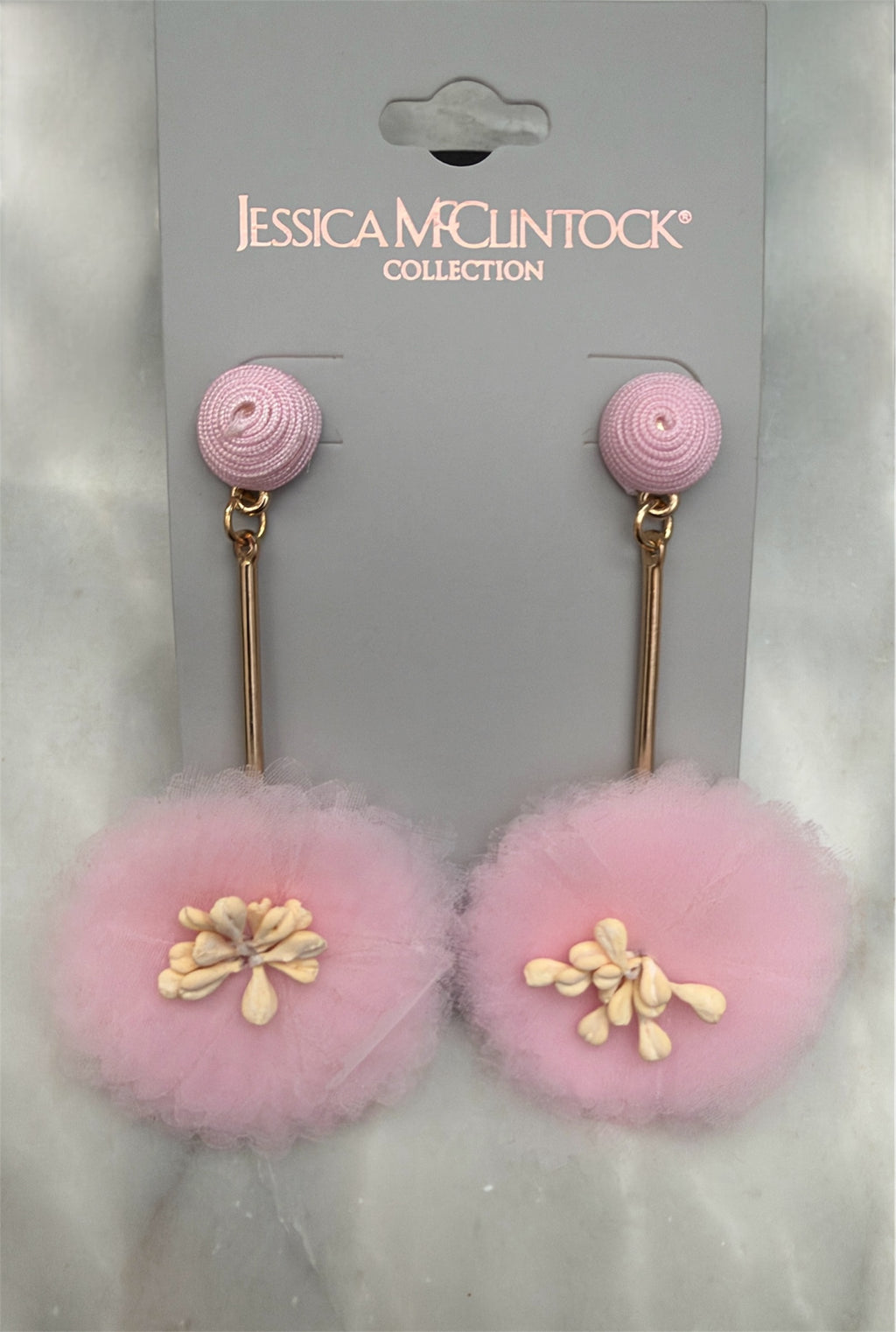 Vintage Jessica McClintock pink tulle earrings